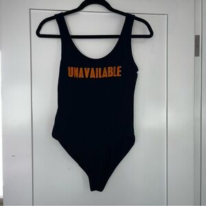 Body suit ‘UNAVAILABLE’ Black Large One Piece Cotton Spandex SHEIN